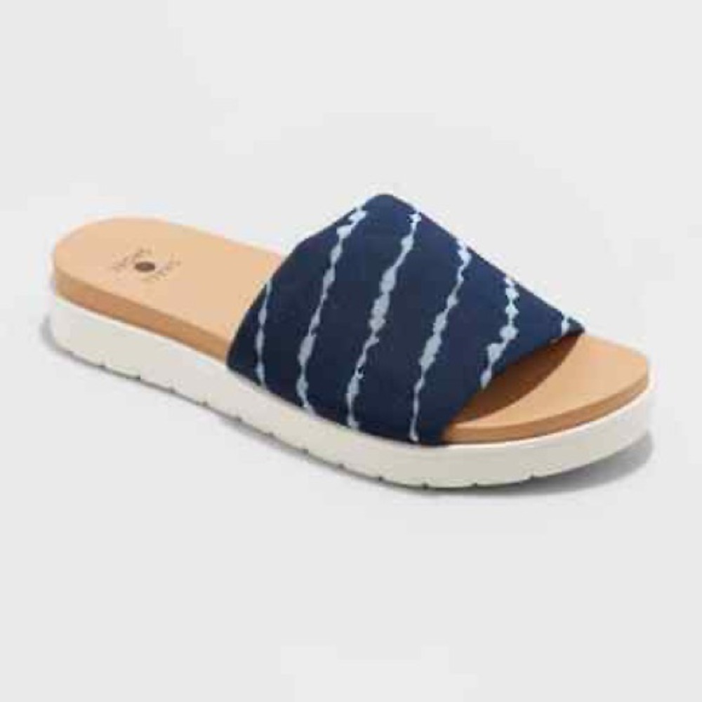 Navy blue womens slides